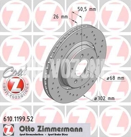 Front brake disc (302mm) P80 C70/S70/V70(XC) perforated