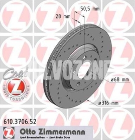 Front brake disc (316mm) P2 S60/V70 II/XC90 perforated