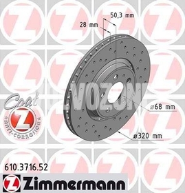 Front brake disc (320mm) P2 S60/S80/V70 II/XC70 II perforated