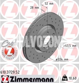 Front brake disc (324mm) P3 (2016-) XC60 full around the center, perforated
