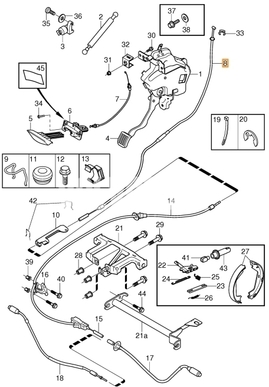 Park brake cable P3 S80 II (-2008) front part (OEM)