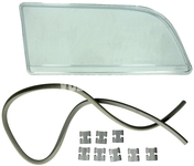 Headlight lens right (dual) S40/V40 vertically finely knurled glass