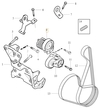 Auxiliary belt tensioner 5 cylinder engines 2.4/T5, D3/D4/2.4D/D5 P1 (old type) air conditioning compressor - alternator
