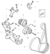Auxiliary belt tensioner 5 cylinder engines 2.4/T4/T5, D3/D4/2.4D/D5 P1 (new type) air conditioning compressor - crankshaft