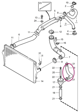 Hose bypass turbocharger T6 P2 S80 (OEM)