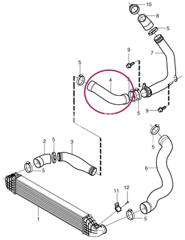 Hose from charger pipe directing to intercooler 2.4D/D5 (-2010) P1 C30/C70 II/S40 II/V50 (OEM)
