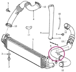 Pipe from turbocharger directing to intercooler 2.0D P1 with DPF manual gearbox