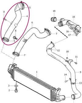 Hose from intercooler to throttle body 1.6D P1 with DPF