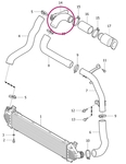 Plastic knee shape pipe from turbocharger resonator directing to intercooler 1.6D2 P1 P3