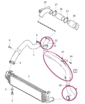 Charge pipe 1.6D2 P1 complete with upper/lower hoses