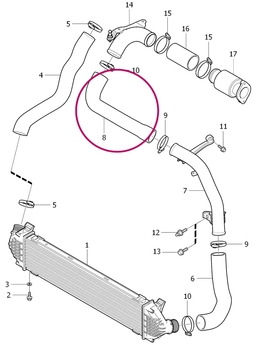 Hose to charge pipe directing to intercooler 1.6D2 P3 (OEM)