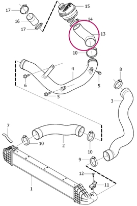 Hose from resonator to pipe directing to intercooler 2.4D (2010) P3 (OEM)