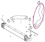 Hose from intercooler to intake 5 cylinder engines 2.0 D3/D4 P3 S60 II/V60/XC60, 2.4D/D5 (-2010) XC60