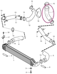Hose from turbocharger to intercooler pipe T6 P3