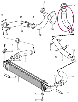 Hose from turbocharger to intercooler pipe T6 P3 (OEM)