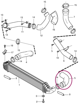 Hose from charger pipe to intercooler T6 P3 S80 II/V70 III/XC70 III (OEM)