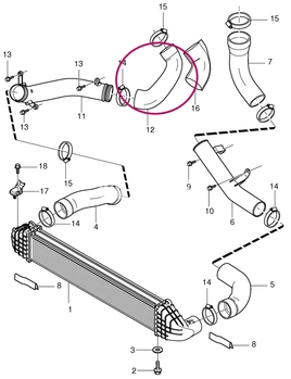 Hose from pipe directing from intercooler to intake T6 P3 (OEM)