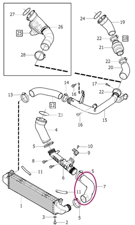 Hose from intercooler directing to intake tube 4 cylinder engines 2.0 (2014-) P3 (OEM)