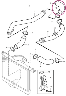Charge intake hose from turbocharger 1.9DI (2001-) X40
