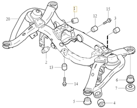 Bushing rear axle subframe - rear upper control arm P2 XC90 (OEM)