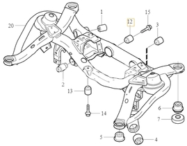 Bushing rear axle subframe - final drive (rear side) P2 XC90 (OEM)