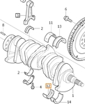 Crankshaft slide bearing shell lower YELLOW 5 cylinder engines (-2008/ENG -626700) 2.4D/D5