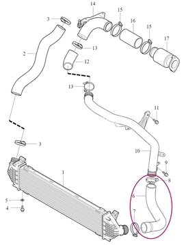Intercooler inlet hose 1.6D2 P1 (OEM)