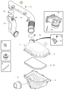Pipe from air filter housing directing to turbocharger 4 cylinder diesel engines 2.0 (2014-) P3 (OEM)