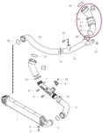 Hose from turbocharger to pipe directing to intercooler 4 cylinder engines (2014-) 2.0 D2/D3 P1 P3 SPA