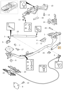 Tailgate gas support spring P1 C70 II (OEM)
