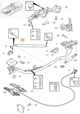 Tailgate gas spring P1 C70 II (OEM)