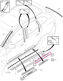 TRIM MOULDING Rear Left Volvo 39821489 (2014-) (OEM)