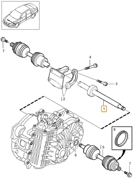 Drive shaft right 2.9/3.0 P2 (-2001) S80 gearbox M65 (OEM)