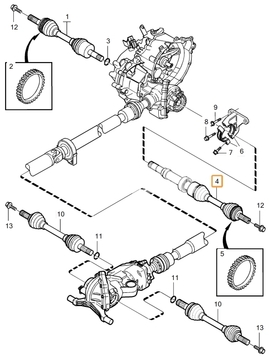 Drive shaft right D5 P2 (2006-) V70 II gearbox M66 AWD (OEM)