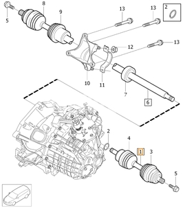 Drive shaft left 4 cylinder engines 2.0T/T5 (2010-2014) P3 S60 II/V60 S80 II/V70 III gearbox MMT6 (OEM)