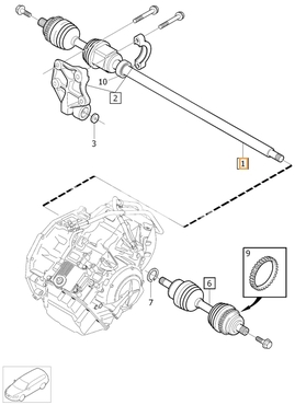 Drive shaft right 2.4D/3.2 P2 (2007-) XC90 gearbox TF-80SC (OEM)
