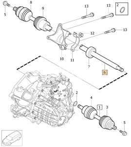 Drive shaft right 4 cylinder engines 2.0T/T5 (2010-2014) P3 S60 II/V60 S80 II/V70 III gearbox MMT6 (OEM)