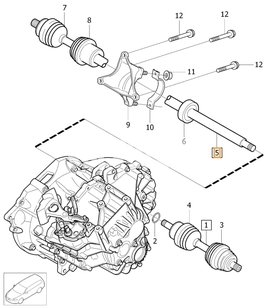 Drive shaft right 1.6 T3/T4 P3 (2011-) S60 II/V60 S80 II/V70 III gearbox MMT6 (OEM)