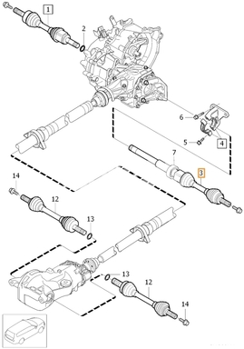 Drive shaft right T5 P1 (2009-) S40 II/V50 gearbox M66 AWD (OEM)