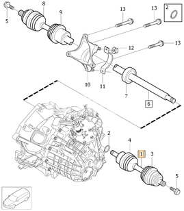 Drive shaft left 1.6D/2.0 gearbox MTX75, 1.6D2/2.0D gearbox MMT6 P3 S60 II/V60 S80 II/V70 III (OEM)