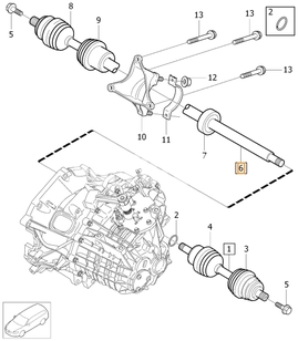 Drive shaft right 1.6D2/2.0D P3 S60 II/V60 S80 II/V70 III gearbox MMT6 (OEM)