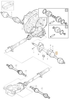 Drive shaft right 2.0 T5 P3 S60 XC/V60 XC gearbox TG-81SC AWD (OEM)