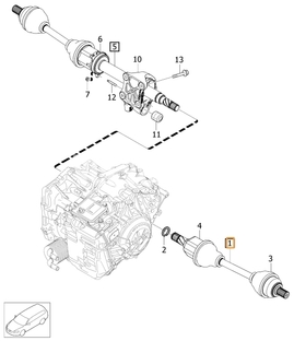 Drive shaft left 2.0 D4/D5/T5/T6/Polestar P3 (2014-) S60 II/V60 S80 II/V70 III gearbox TG-81SC(AWD) (OEM)