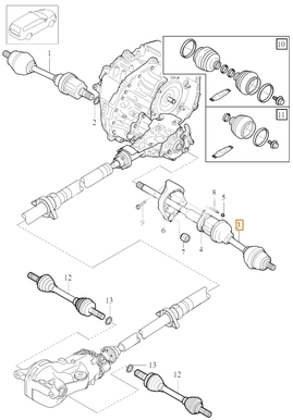 Drive shaft right 2.0 T6 P3 (-2016) X60 gearbox TG-81SC AWD (OEM)