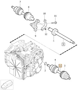 Drive shaft left 1.6 D2/T4 P1 V40 II/V40 XC gearbox MPS6 (OEM)