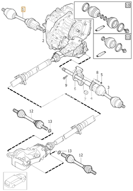 Drive shaft left 2.0 D4/T4/T5 P1 V40 II/V40 XC gearbox TG-81SC(AWD) (OEM)