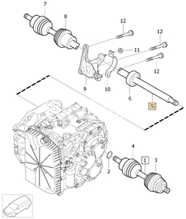 Drive shaft right 1.6 T3/T4 P3 (2011-) S60 II/V60 S80 II/V70 III gearbox MPS6 (OEM)