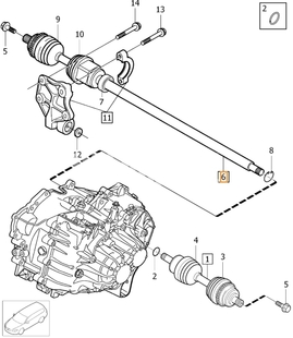 Drive shaft right 5 cylinder engines D3/D4/2.4D P3 XC70 III gearbox M66 (OEM)