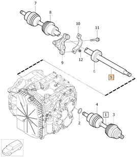 Drive shaft right 1.6 D2 P1 V40 II/V40 XC gearbox MPS6 (OEM)