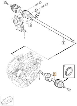 Drive shaft left 2.4D/3.2 P2 (-2007) XC90 gearbox TF-80SC (OEM)